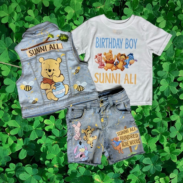 Kids Custom Characters Denim Jean Birthday Outfit