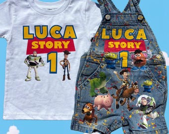 Kids Custom Characters Denim Jean Birthday Outfit