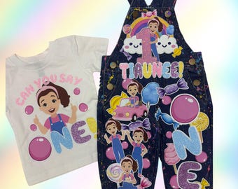 Kids Custom Characters Denim Jean Birthday Outfit