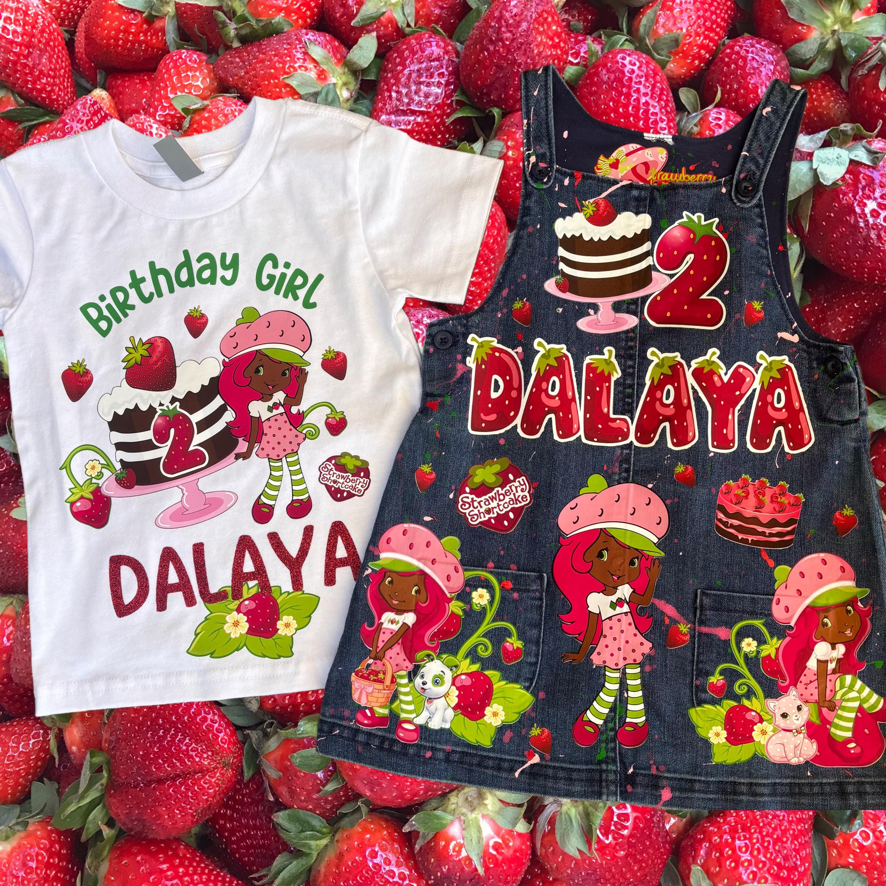 Kids Custom Characters Denim Jean Birthday Outfit Strawberry - Etsy