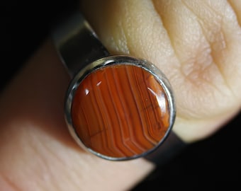 Lake Superior Agate Adjustable Ring – Women's Silver Statement Ring