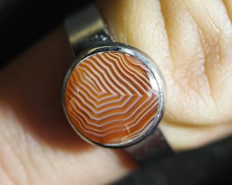 Lake Superior Achat verstellbarer Ring - Statement-Ring aus Silber