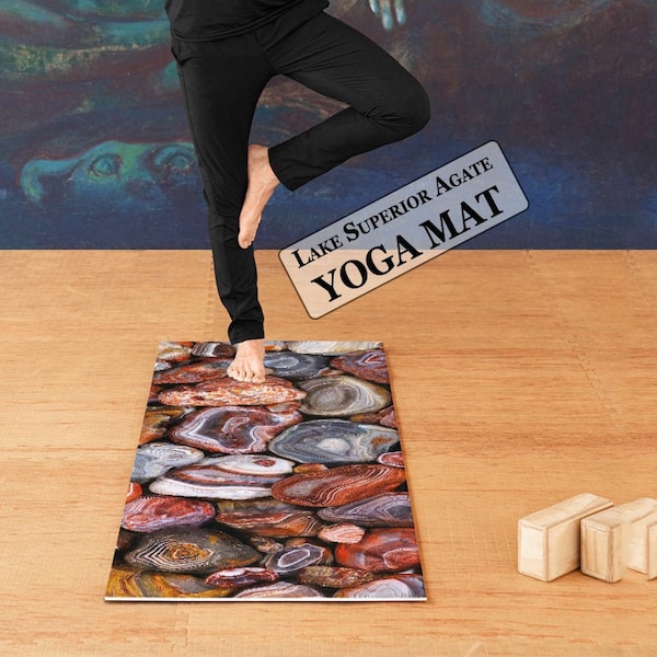 Lake Superior Agate Yoga Mat ! | A great gift for agate lovers! | High Quality | ECO Friendly | Foam Yoga Mat 70 x 24 inches