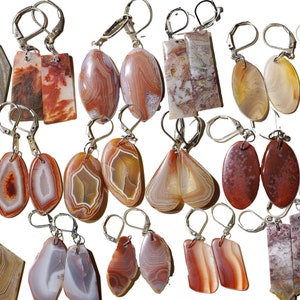 Lake Superior Agate Hook Earrings - Pick you favorite! - Over 10 Different stone options! - Lapidary by LSAgates