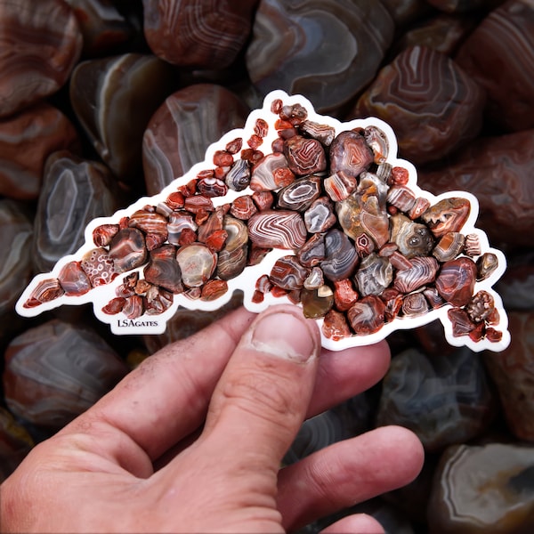 Lake Superior Agate Stickers - LSAgates Original Sticker | White Vinyl Stickers - UV, Water, and Scratch Resistant!