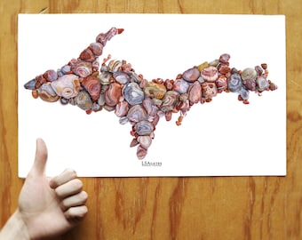 Lake Superior Agates - The UP of MI (Posters) - Lake Superior Agate Collage / Wall Art for all Ages! - Yooper