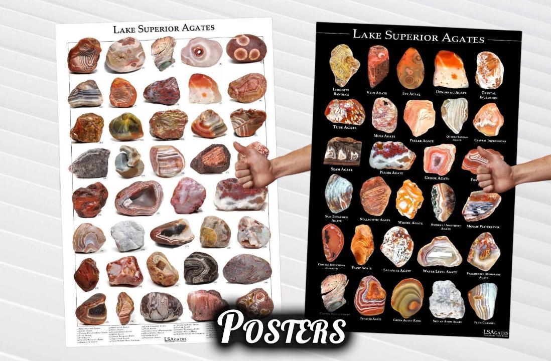 Lake Superior Agates - Educational I.D Poster - Lake Superior Agates of every kind on one poster! - Help identify your Agate finds! 24x36in
