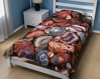LSAgates Velveteen Plush Blanket - Lake Superior Agate Themed - 3 Different Sizes!