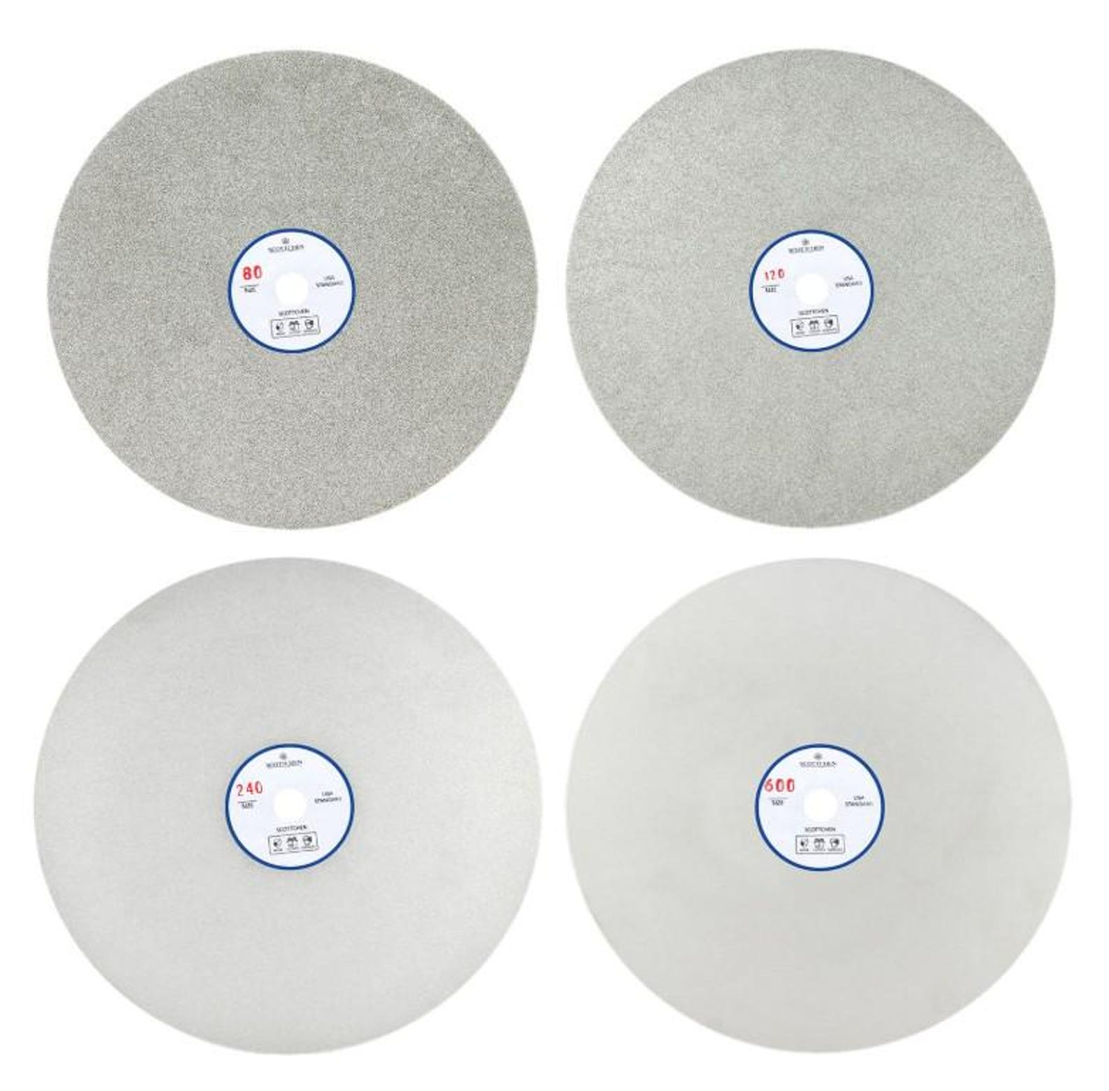8 Inch Diamond Coated Lapidary Discs – Flat Grinding Wheels for ...