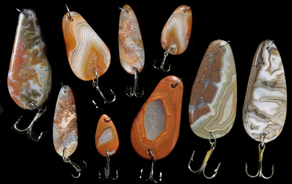 Lake Superior Agate Spoon Fishing Lure Art / Display Mount Piece Great Gift  for Fishermen/women Taxidermy Display Lures & Window Hang 
