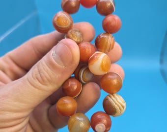 GOBI EYE Agate Bracelet - Natural Agate Beads - Mongolian Gobi Desert Eye Agate Beaded Bracelet - Natural Colors - Bubble Gum Shape