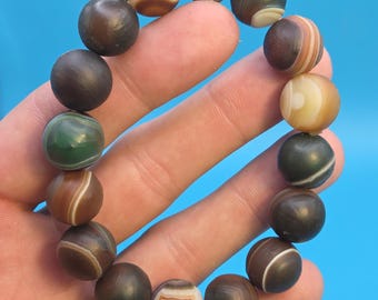 Mongolian Gobi Agate Bracelet - Natural Beaded Gemstone