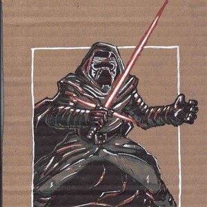 Kylo Ren - ARTE ORIGINAL - Star Wars - Dibujado a mano - Arte de cartón
