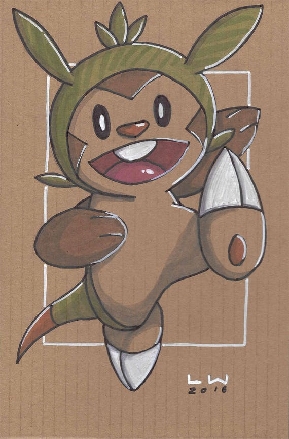 Chespin 5 X 7 Print pokemon Drawing Art Artwork 