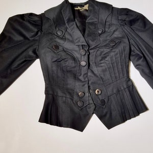 Vintage Edwardian Jacket tucked pleated Black Sz 4 image 9
