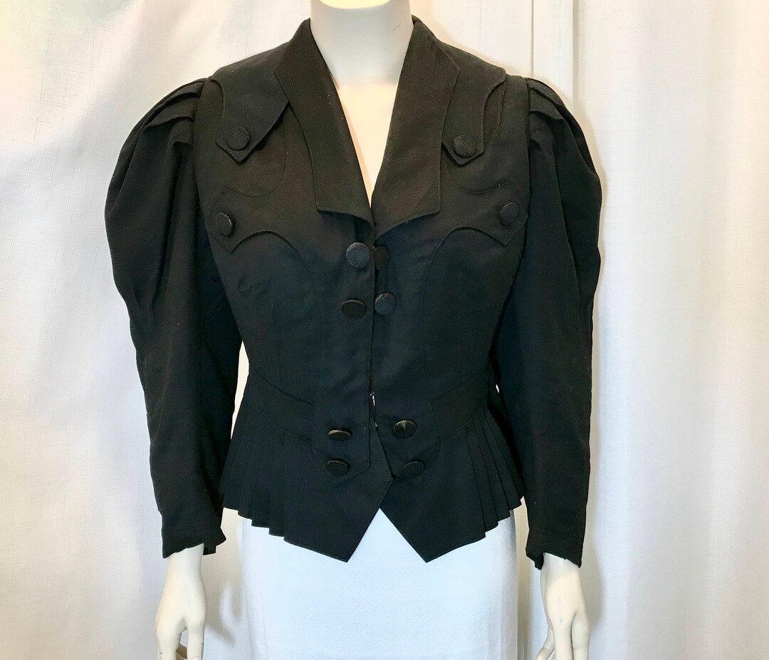 Vintage Edwardian Jacket Tucked Pleated Black Sz 4 - Etsy