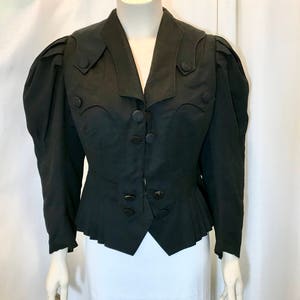 Vintage Edwardian Jacket tucked pleated Black Sz 4 image 1