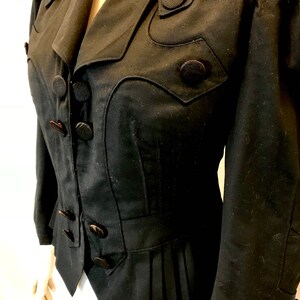 Vintage Edwardian Jacket tucked pleated Black Sz 4 image 5