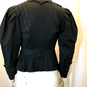 Vintage Edwardian Jacket tucked pleated Black Sz 4 image 7