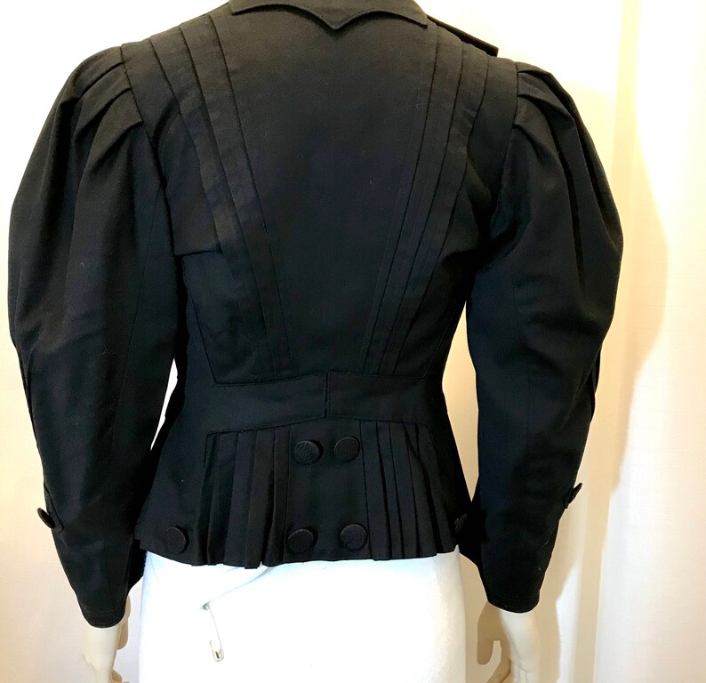 Vintage Edwardian Jacket tucked pleated Black Sz 4 image 7