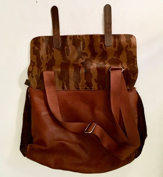 RARE! PRADA Stenciled PONY Skin/Leather Messenger… - image 1