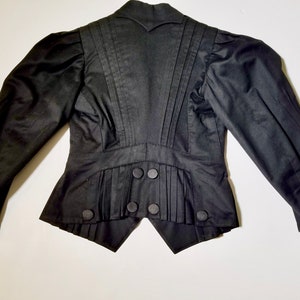 Vintage Edwardian Jacket tucked pleated Black Sz 4 image 10