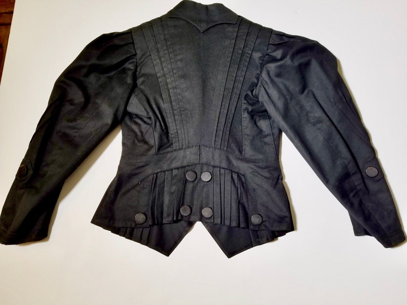 Vintage Edwardian Jacket tucked pleated Black Sz 4 image 10