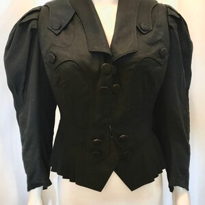 Vintage Edwardian Jacket tucked pleated Black Sz 4 image 4