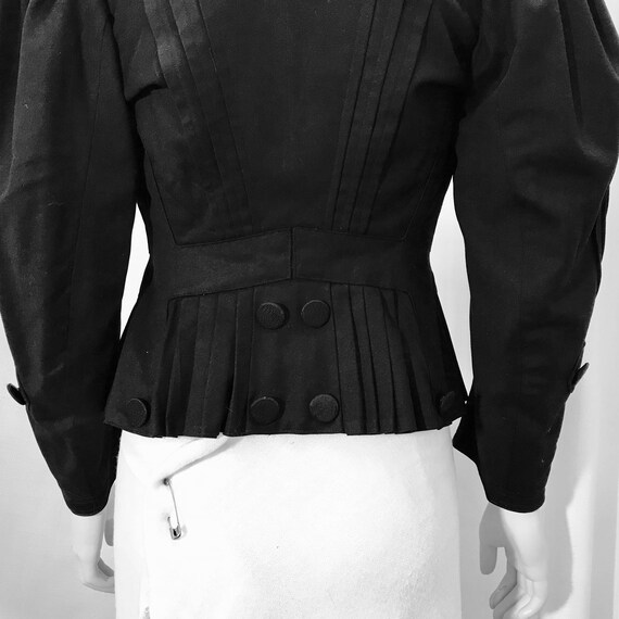 Vintage Edwardian Jacket tucked pleated Black Sz 4 - image 8