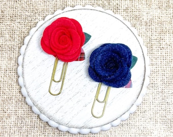 Handmade Felt Flower Paper Clip - Planner Clip, Bookmark