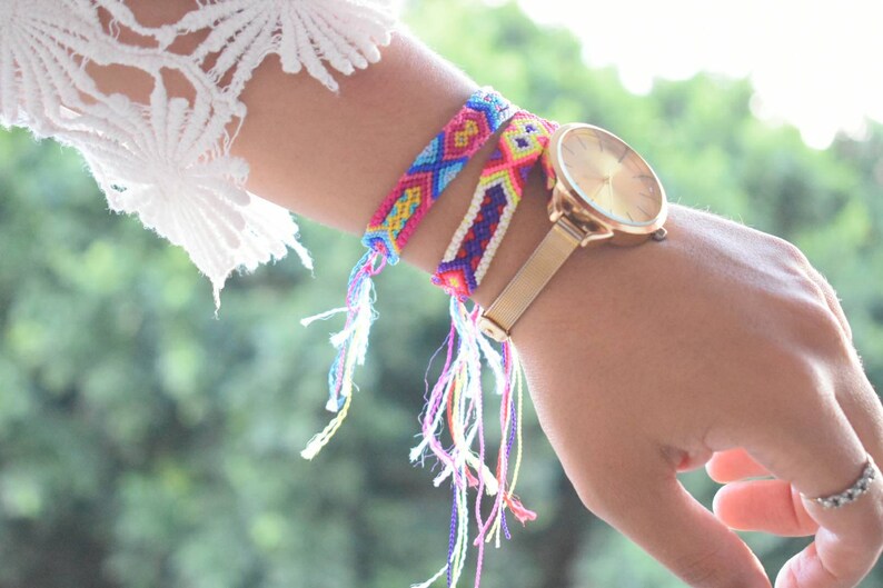 Set 3 pieces/Mexican Woven Bracelets / Bracelets / Colorful Etsy