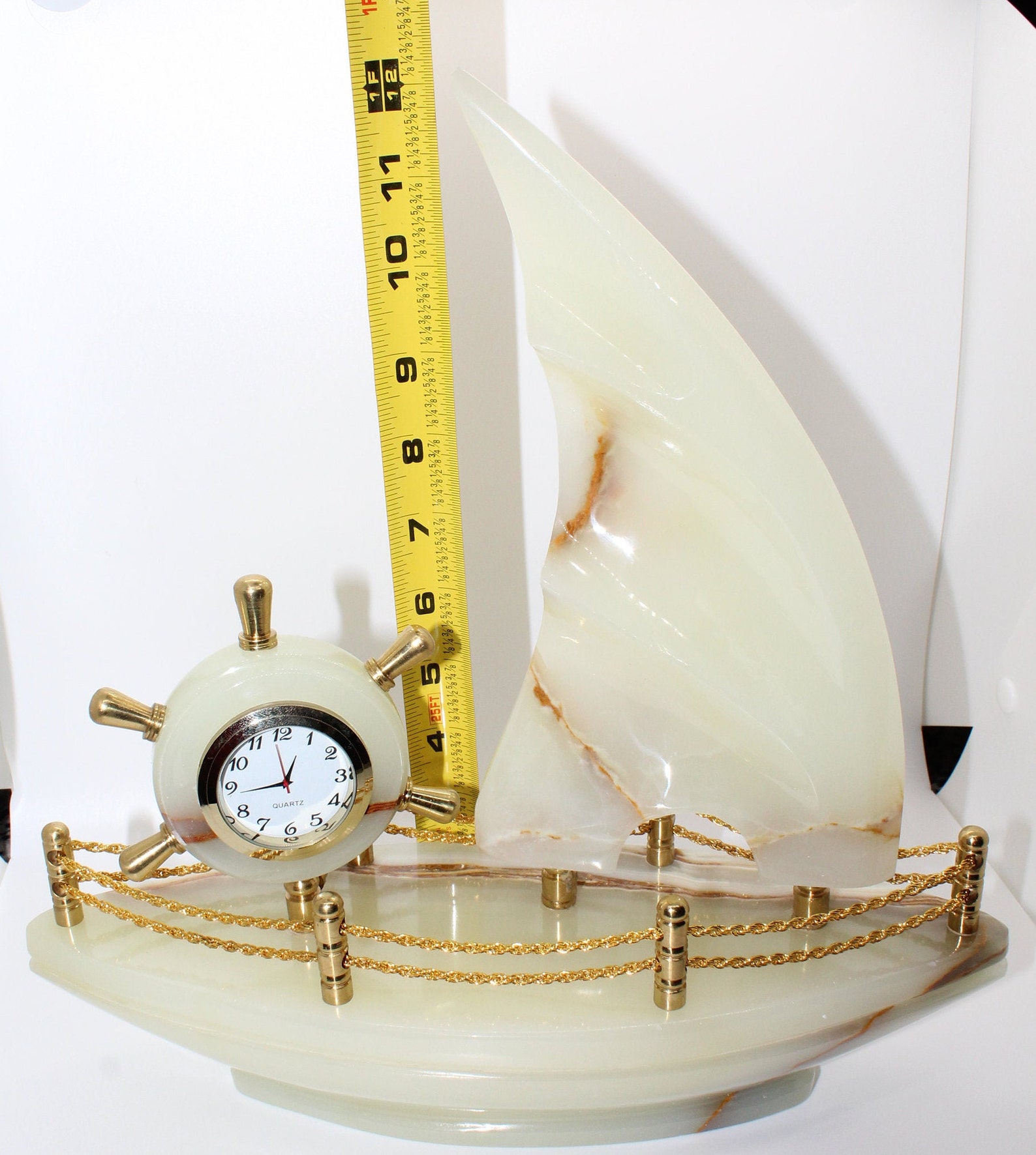 12 Vintage Natural White Onyx Sail Boat Clock - Etsy