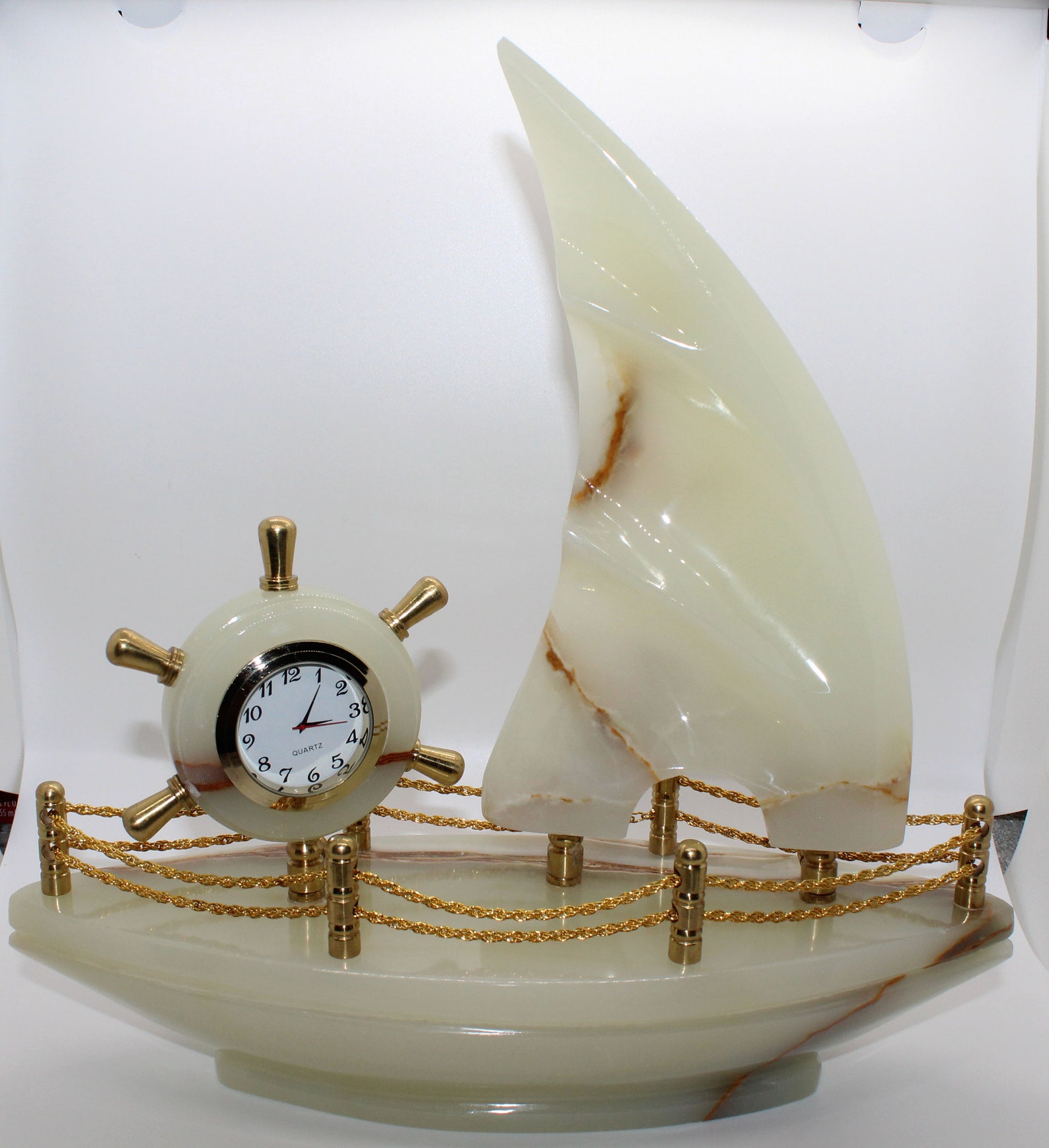 12 Vintage Natural White Onyx Sail Boat Clock | Etsy
