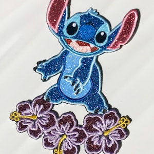Glitterpatch * Glanzende patch - geïnspireerde opstrijkpatch van lelies en stiksels