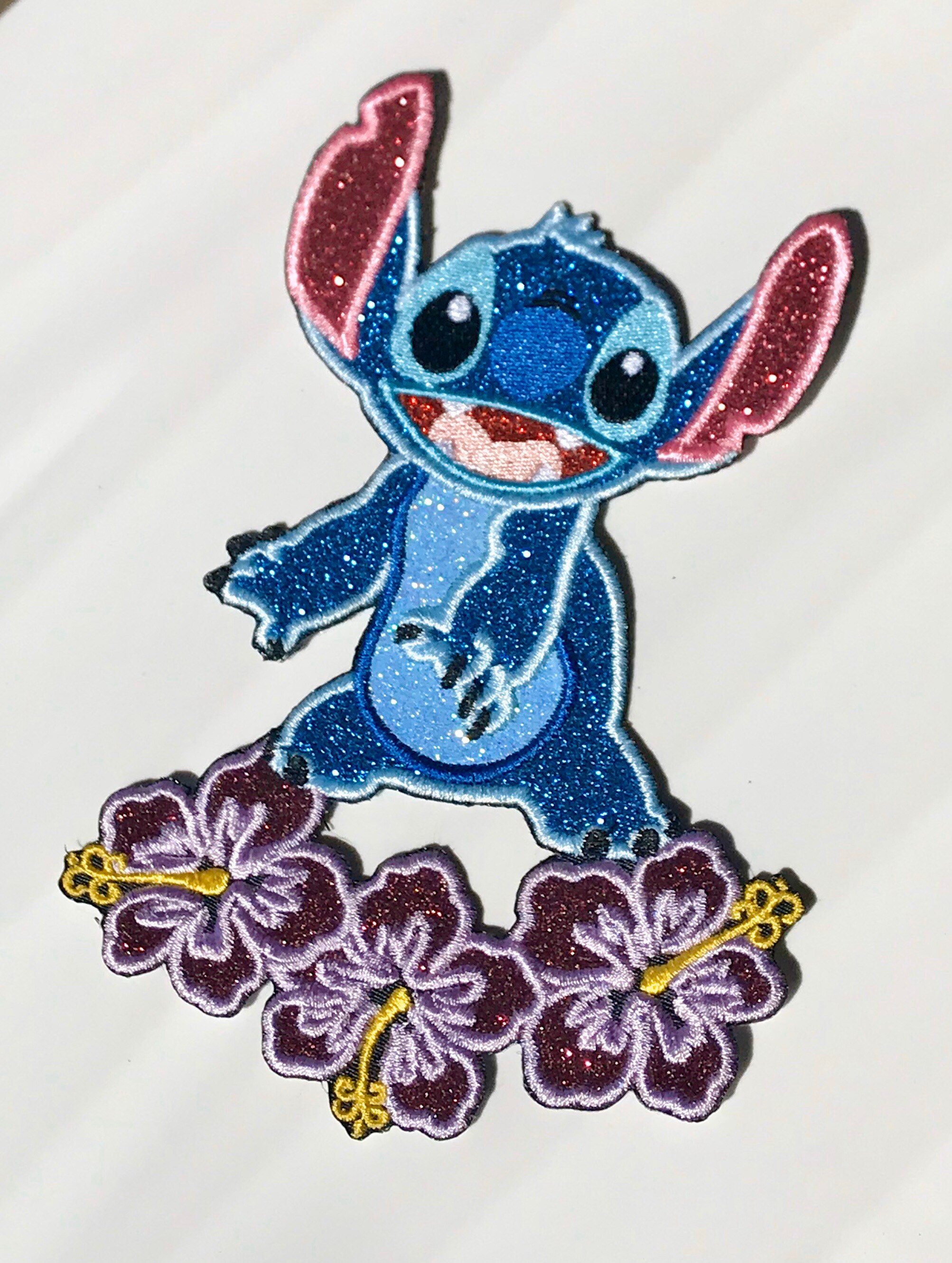 Disney Stitch Shiny Icon Embroidery Applique Patches For Clothing DIY Iron  on Patch on the stickers