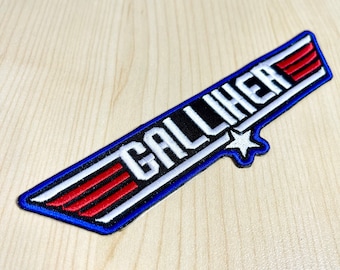 Custom name patch - Personalized Maverick - Kids - sparkly - velcro - Bride - Groom - bridal - Parche - Brilloso - goose - jet -plane