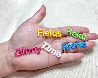Custom name patch .39&quot; .5&quot;  .75&quot; Small Tiny Micro Personalized Iron On Kids - Bride - Groom - bridal  outline embroider - apron - sash - bag