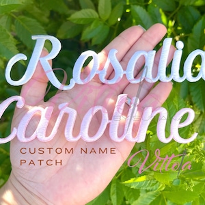 Custom name patch - Personalized m - Iron On - Kids - Bride - Groom - bridal  gift  - nombre - outline embroider - apron - sash - bag - tiny