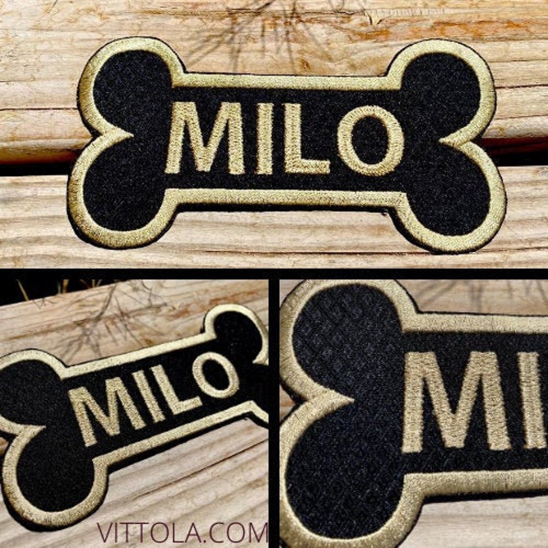 Custom Dog Name Patches Embroidered Assorted Sizes Velcro Back