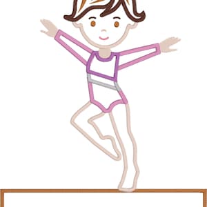Gymnastic Applique - Gymnast girl -Gymnastics Machine Embroidery Design - Size 7x10