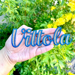 Custom name patch - Personalized name patch - Iron-On patch - Kids - sparkly - Glitter - Bride - Groom - outline - Brilloso - nombre