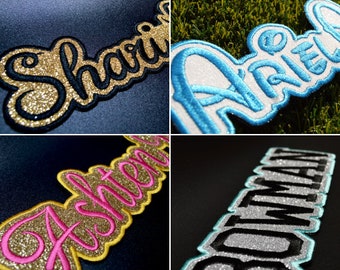 Custom name patch - Personalized name patch - Iron-On patch - Kids - sparkly - Glitter - Bride - Groom - bridal - Parche - Brilloso - nombre