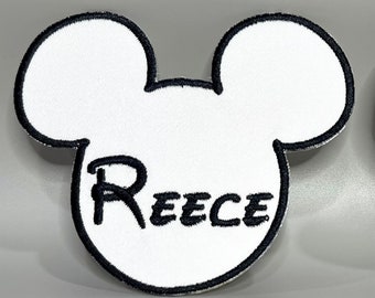 Sparkly & Non Sparkly mouse head patch - Personalized - Iron On - Kids - Big Bow - sparkly - Mickey Mouse inspired