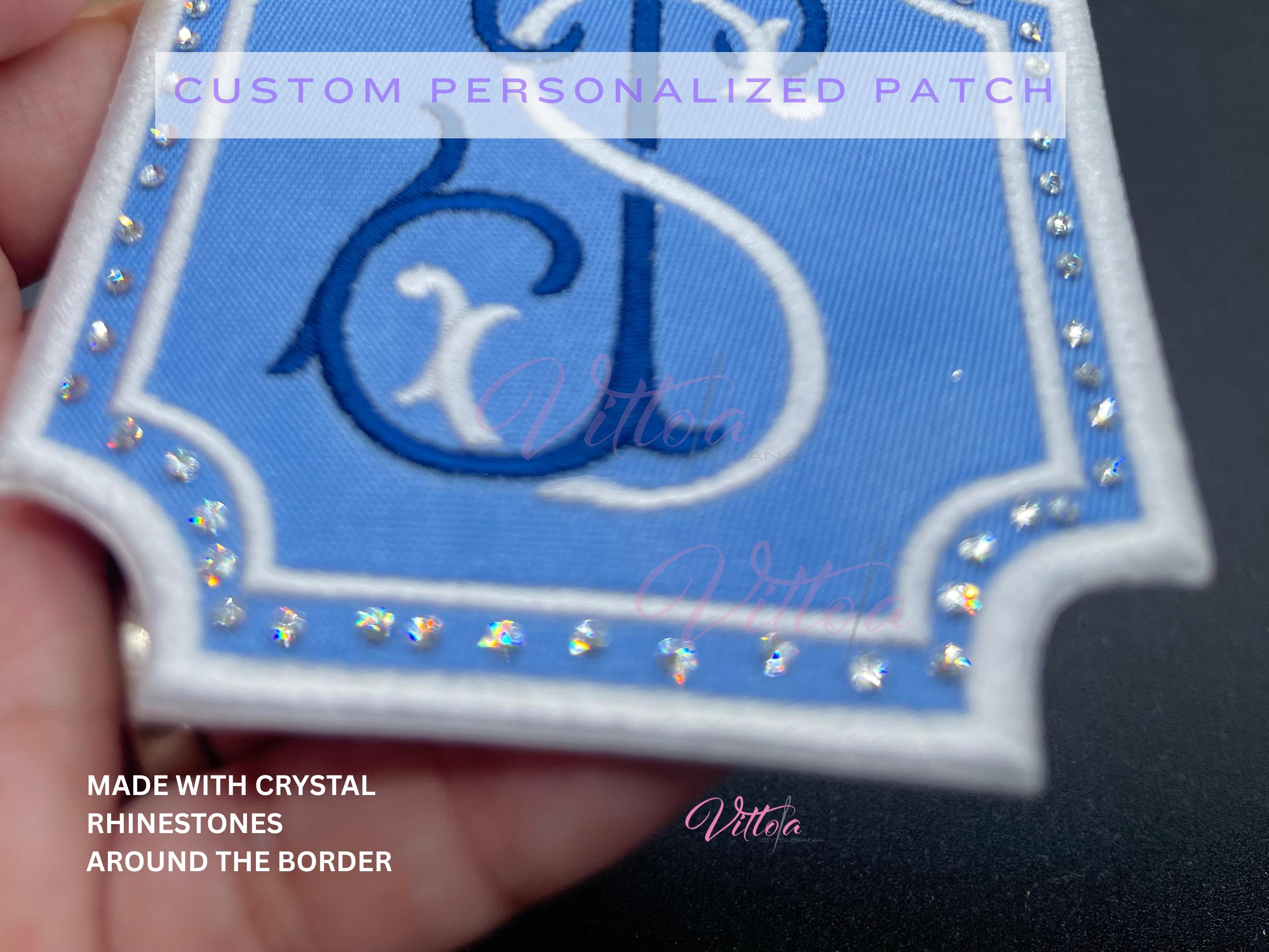 Custom Rhinestone Patches Custom Rhinestone Iron on Monogram Patch - Personalized - Bride - Groom ...