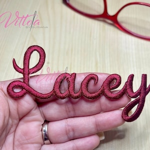 Custom name patch - Personalized m - Iron On - Kids - Bride - Groom - bridal  gift  - nombre - outline embroider - apron - sash - bag