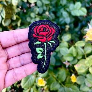Patch de rosas personalizado - Flor personalizada - Termocolante - Infantil - Brilhante - Glitter - Noiva - Noivo - nupcial - Parche - Brilhante - Noivo - Jardim