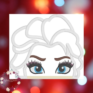 PRINCESS peeker Appliqué - hood towel Embroidery design 5&quot; & 6&quot; frozen princess head design