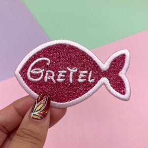 Personalized Fish Name Patch: Custom Embroidered Iron-On Applique