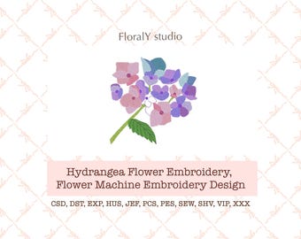 Hydrangea Flower Machine Embroidery Design (Instant Download)