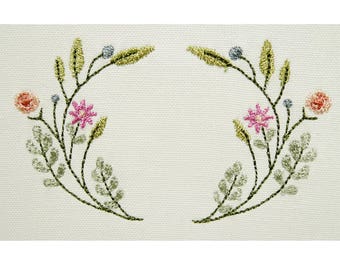 Floral decorated design, Flower machine embroidery design, flower border
